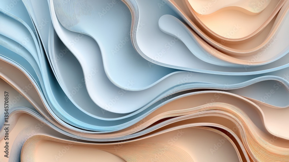 Aufkleber abstract flowing shapes in soft pastel hues create a calming visual landscape emphasizing modern des