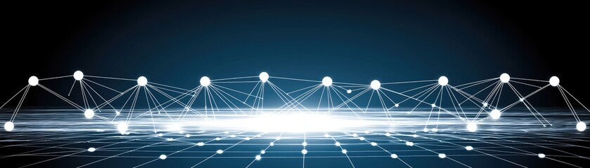 Interconnected web of data flowing across a grid, illuminating innovation