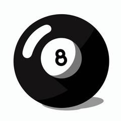 very simple flat and minimalist Billiard Ball silhouette in black on a white background