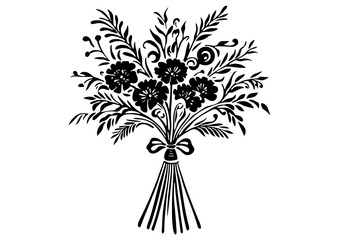 Art Nouveau bridal bouquet Graphic Accents, vector illustration, vintage elements	
