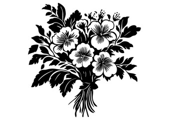 Art Nouveau bridal bouquet Graphic Accents, vector illustration, vintage elements	
