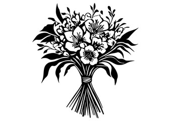 Art Nouveau bridal bouquet Graphic Accents, vector illustration, vintage elements	
