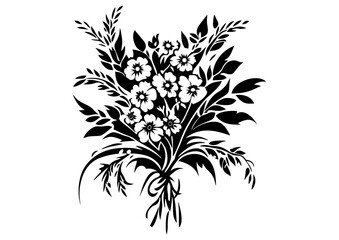 Art Nouveau bridal bouquet Graphic Accents, vector illustration, vintage elements	
