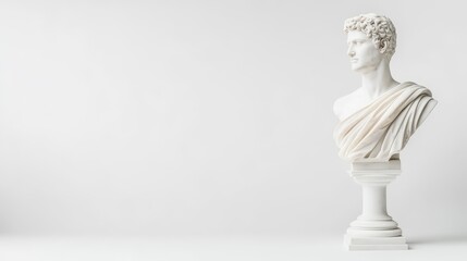 Obraz premium Elegant White Marble Bust of a Classical Roman Figure on Display