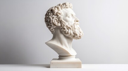 Obraz premium Classical Marble Bust of a Bearded Man in Profile View