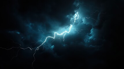 A horizontal lightning bolt splitting the night sky.