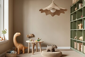 Cozy child's playroom with natural elements