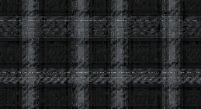 Dark gray and black plaid tartan pattern fabric texture background