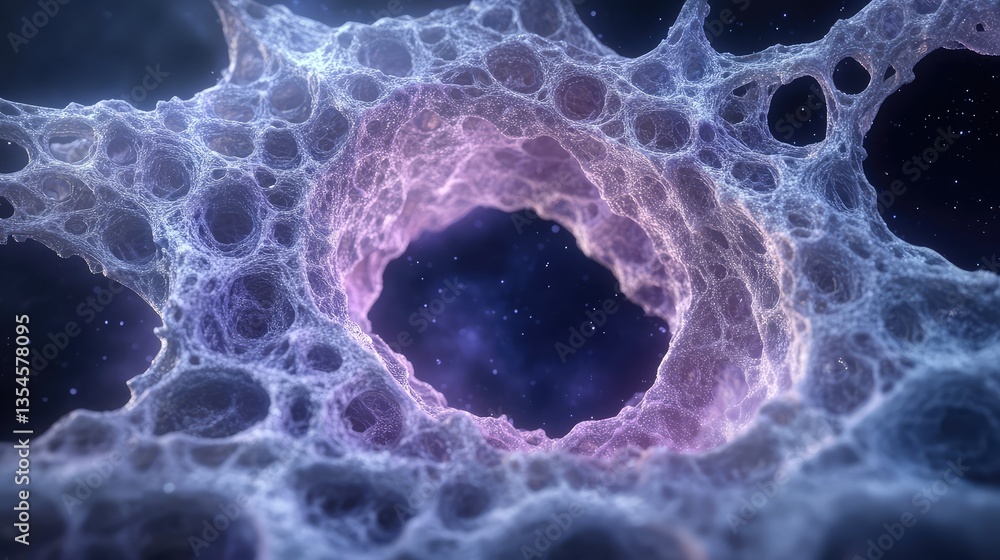 Poster abstract representation of a cosmic cellular structure with ethereal bubbles and space-like backgrou