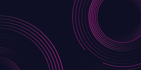 Dark abstract background with glowing circles. Swirl circular lines element. Shiny lines. Futuristic technology concept.