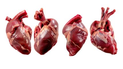 Anatomy of Love: A compelling still-life composition of human hearts in their raw, untouched form. showcasing the essence of life, vulnerability, and the intricate beauty that lies within.