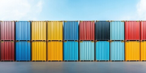 Obraz premium Colorful shipping containers displayed in an industrial setting warehouse photography urban landscape aerial view