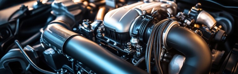 Fototapeta premium Close-up of an advanced mechanical engine component in a factory