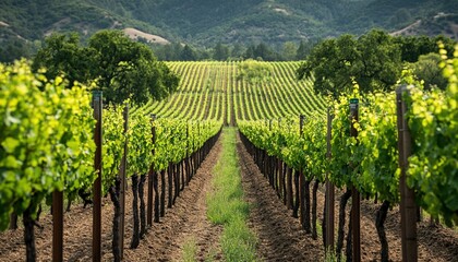 Naklejka premium Implementing precision agriculture techniques in a sustainable vineyard napa valley article outdoor close-up gigapixel high fidelity