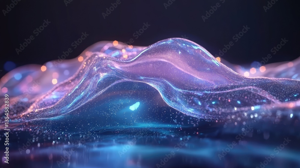 Poster ethereal waves of light and color: stunning abstract background with fluid dynamics and glowing part