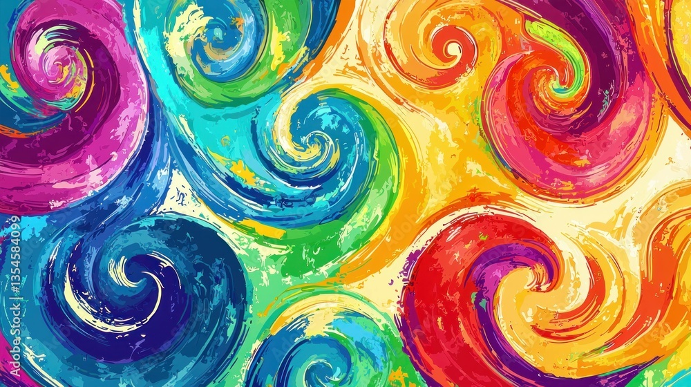 Poster vibrant swirling abstract pattern with bright colors creating a dynamic and energetic atmosphere, pe