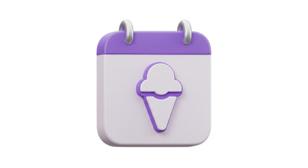 Isolated Calendar With Ice Cream Icon