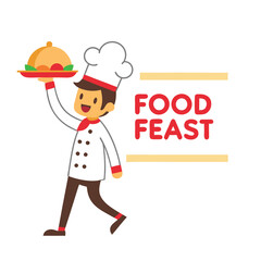 Chef Character Enthusiastically Presenting a Festive Meal