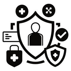 protecting patient privacy and security  icon set 