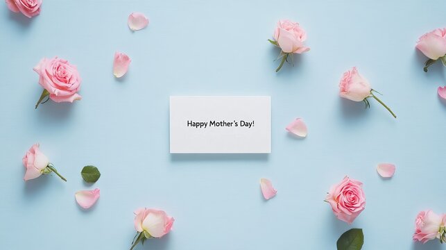 "Happy Mother's Day" Card with Pink Roses