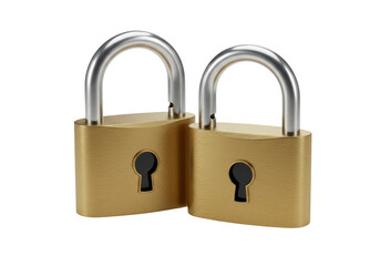 Naklejka premium Isolated Pair of Golden Padlocks, Symbolizing Security and Protection