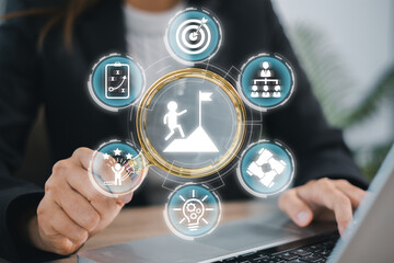 Innovative digital interface illustrating mission concept and strategic planning for business success and goal achievement.