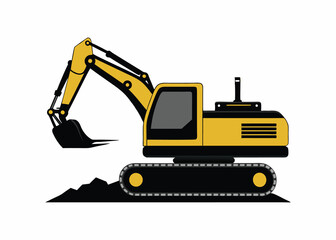 excavator on white background
