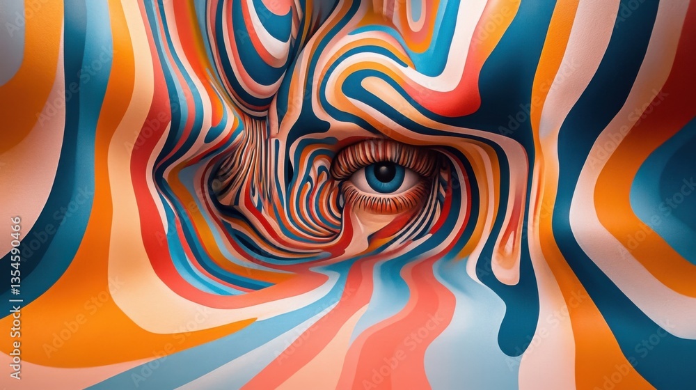 Poster mindbending patterns distort perception in a mesmerizing fashion
