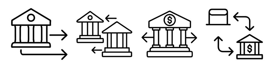 bank transfer icon, bank transfer line art - simple line art of bank transfer, perfect for bank transfer logos and icons