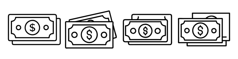 cash icon, cash line art - simple line art of cash, perfect for cash logos and icons