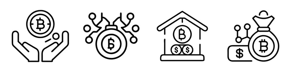 cryptocurrency loan icon, cryptocurrency loan line art - simple line art of cryptocurrency loan, perfect for cryptocurrency loan logos and icons