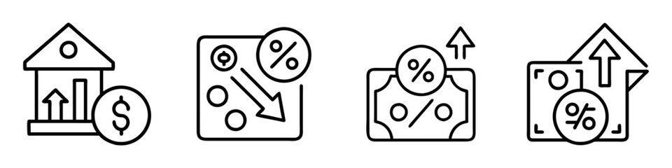 interest rate icon, interest rate line art - simple line art of interest rate, perfect for interest rate logos and icons