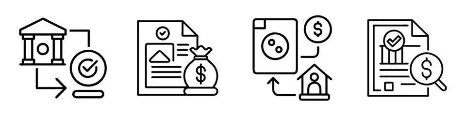 loan collateral evaluation icon, loan collateral evaluation line art - simple line art of loan collateral evaluation, perfect for loan collateral evaluation logos and icons