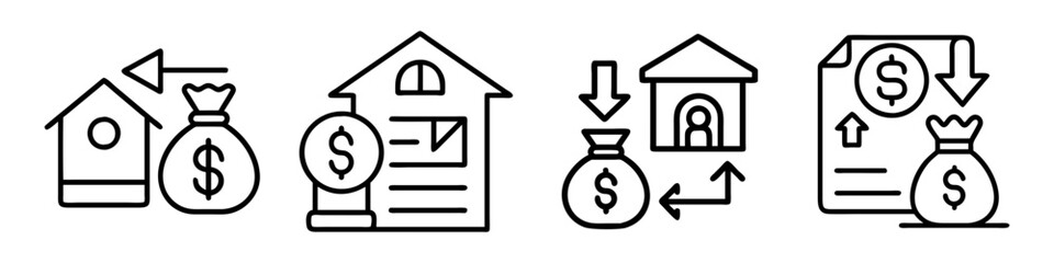 loan disbursement icon, loan disbursement line art - simple line art of loan disbursement, perfect for loan disbursement logos and icons