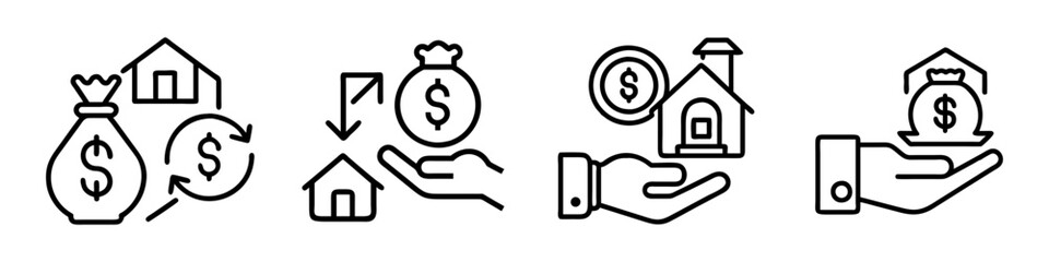 loan icon, loan line art - simple line art of loan, perfect for loan logos and icons