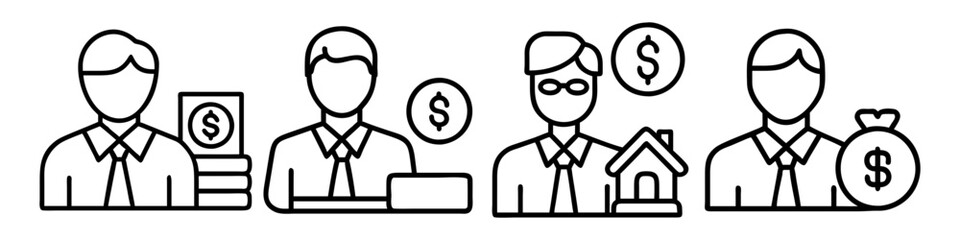 loan officer icon, loan officer line art - simple line art of loan officer, perfect for loan officer logos and icons