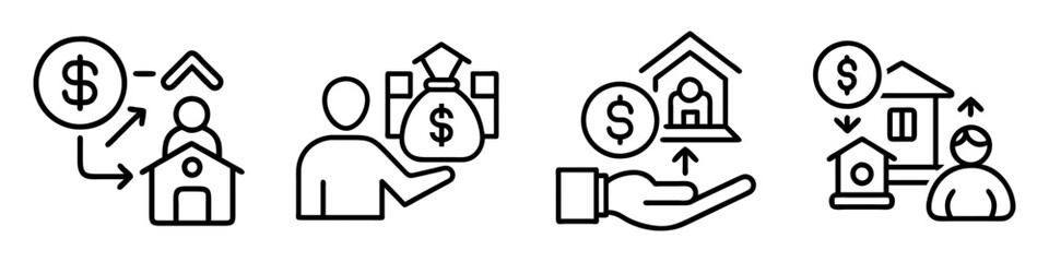 microfinance loan icon, microfinance loan line art - simple line art of microfinance loan, perfect for microfinance loan logos and icons