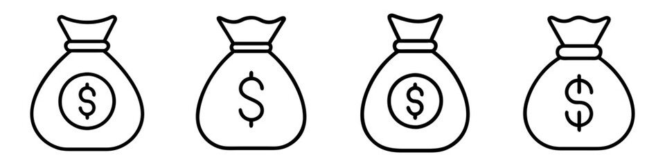 money bag icon, money bag line art - simple line art of money bag, perfect for money bag logos and icons