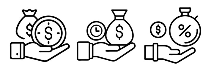 short term loan icon, short term loan line art - simple line art of short term loan, perfect for short term loan logos and icons