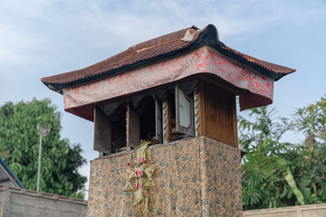 a Traditional Balinese small temple, made from wood. reflecting Hindu worship and cultural heritage in Bali, Indonesia. Religion background