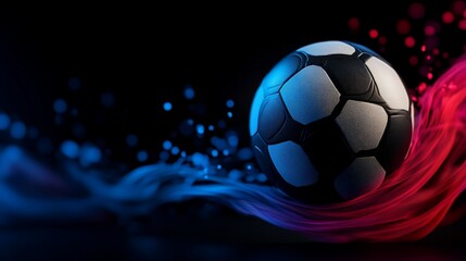 Fototapeta premium Dynamic soccer ball illustration against a vibrant, energy-infused backdrop
