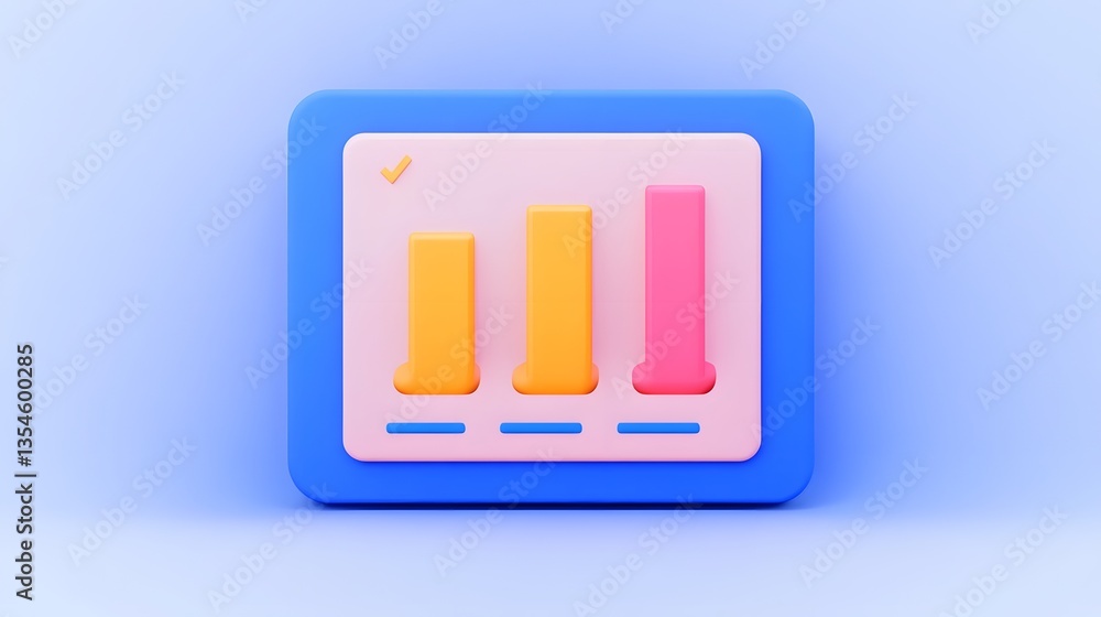 Poster business analytics document with rising 3d graph and data growth