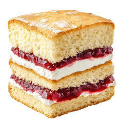 A Classic Victoria Sponge Cake with Jam and Cream Isolated on Transparent Background