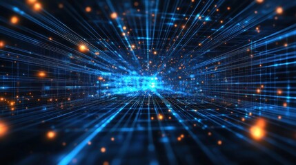 Naklejka premium Abstract Digital Network Data Flow Visualization