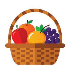 basket with fruits vector
