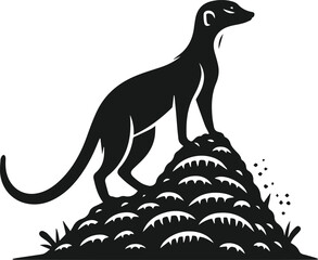 Vector illustration of a silhouette of a meerkat