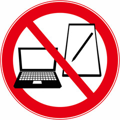 sign that means : prohibited to use notebook computers, tablets or lap tops.