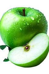 green apple with slice - juicy fresh fruit