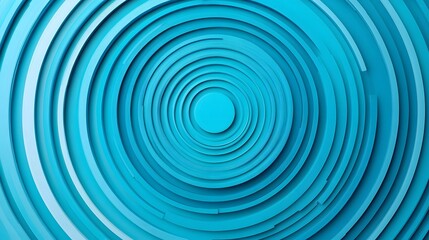 Naklejka premium Striking Radial Concentric Rings in Vibrant Sky Blue Tones, Futuristic Tech-Inspired Flat Design