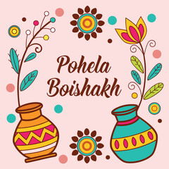 Hand-Drawn Pohela Boishakh Festive Vector

